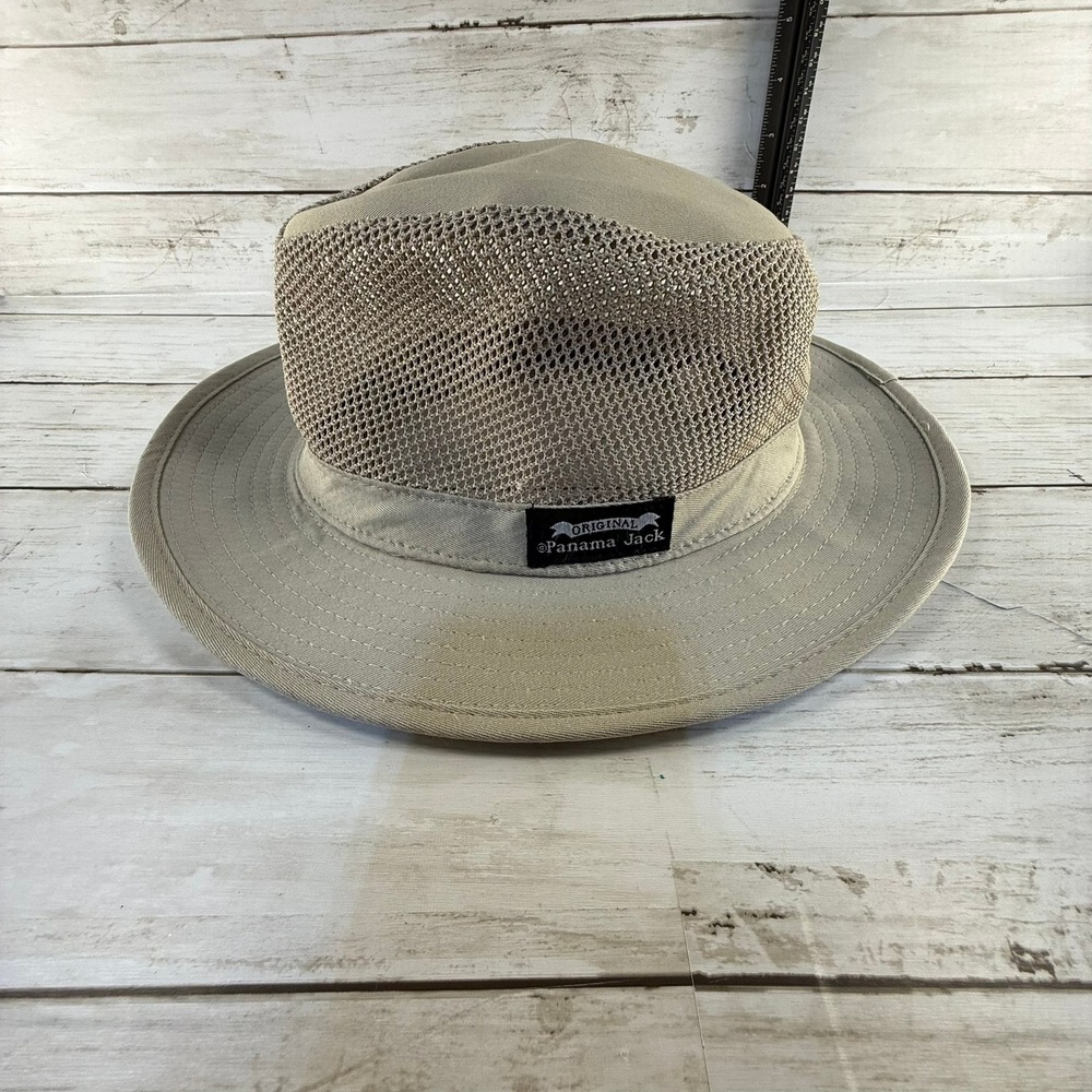 Panama Jack Mens‎ Safari Sun Hat Khaki Tan Mesh Crown Wide Brim Outdoor Large
